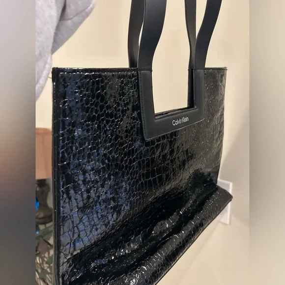 Calvin Klein Black Croc-Patterned Tote - Picture 4 of 4